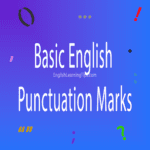 A colorful chart showing 12 basic punctuation marks in English, including commas, periods, and semicolons, for grammar students.