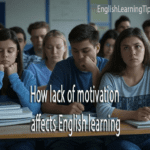A group of unmotivated ESL students looking bored and distracted in a language classroom setting.