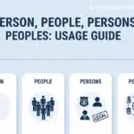 Infographic comparing the grammar usage of person, people, persons, and peoples with definitions and examples.