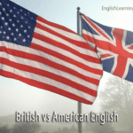 The United States flag and the United Kingdom Union Jack flag side by side for a British vs American English comparison.