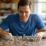 A man finishing a jigsaw puzzle, illustrating the intensive pronoun example "He himself finished the puzzle."