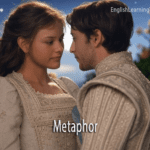 A young couple in medieval attire representing Romeo and Juliet to illustrate a metaphor.