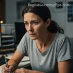 An adult student feeling stressed and overwhelmed while working at a desk.