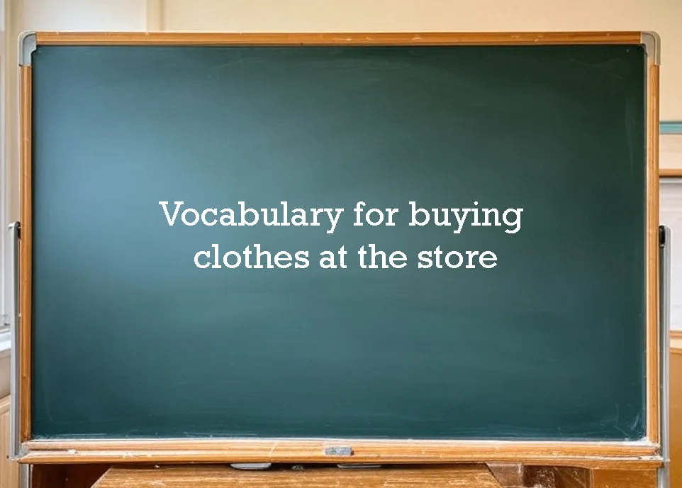 Vocabulary for buying clothes at the store