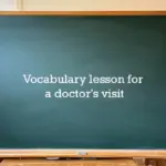 Text graphic reading "Vocabulary lesson for a doctor's visit"