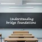 A classroom whiteboard displaying the text "Understanding bridge foundations" as an introduction to an engineering lesson.