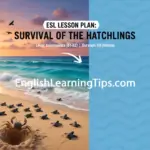 A group of sea turtle hatchlings racing across a sandy beach toward the ocean while facing predators like a ghost crab and birds.