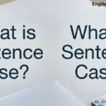 A side-by-side comparison of the phrase "What is sentence case?" written in sentence case versus title case on a modern desk.