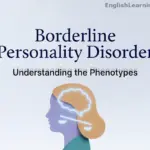 Stylized human silhouette with glowing brain representing Borderline Personality Disorder (BPD) phenotypes and mental health awareness