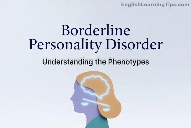 Stylized human silhouette with glowing brain representing Borderline Personality Disorder (BPD) phenotypes and mental health awareness
