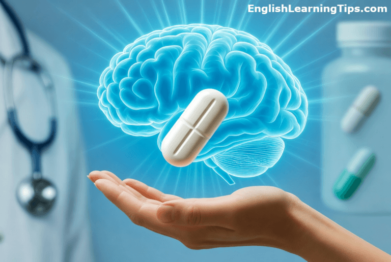Human hand holding a glowing digital brain with a medical pill to illustrate the placebo effect in science
